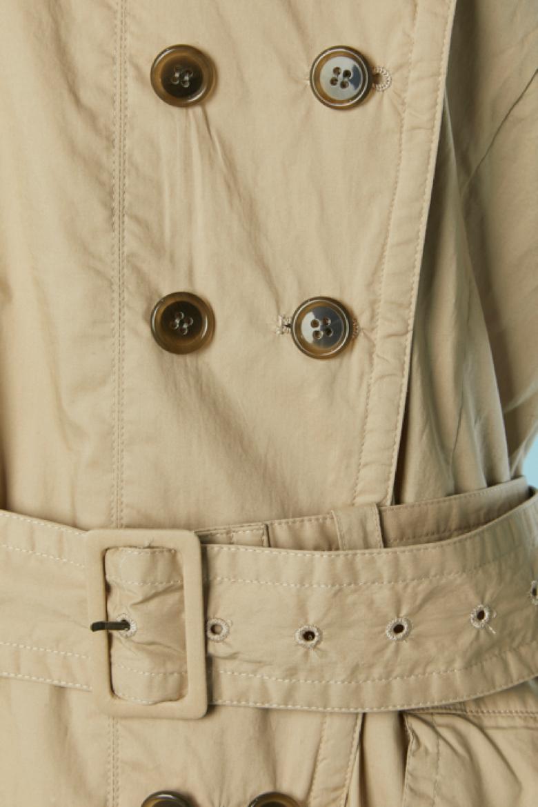 Beige cotton trench coat with asymmetrical button placket SHARE SPIRIT Excellent état - En vente à Saint-Ouen-Sur-Seine, FR