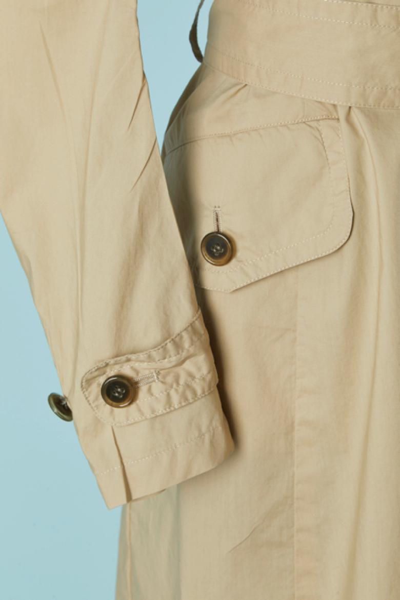 Beige cotton trench coat with asymmetrical button placket SHARE SPIRIT Pour femmes en vente