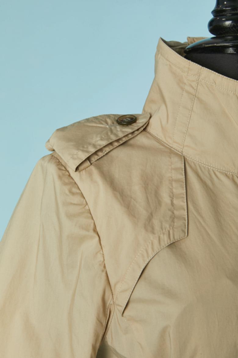 Beige cotton trench coat with asymmetrical button placket SHARE SPIRIT en vente 1