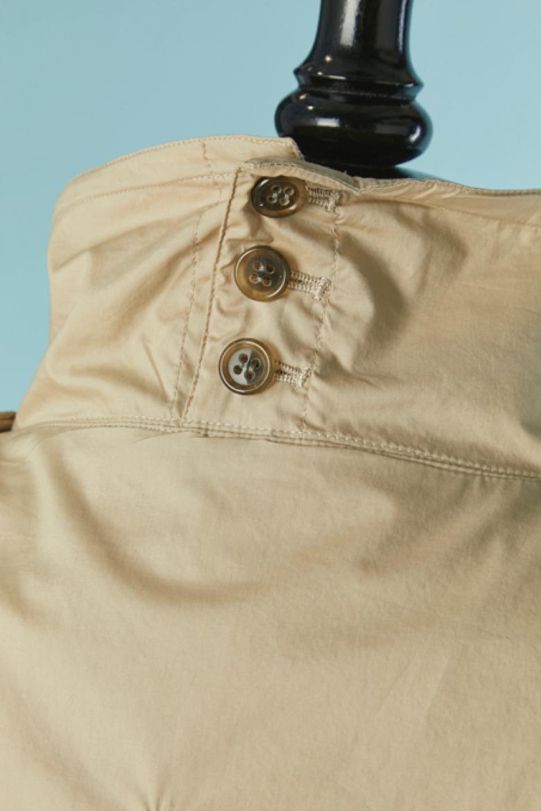 Beige cotton trench coat with asymmetrical button placket SHARE SPIRIT en vente 2