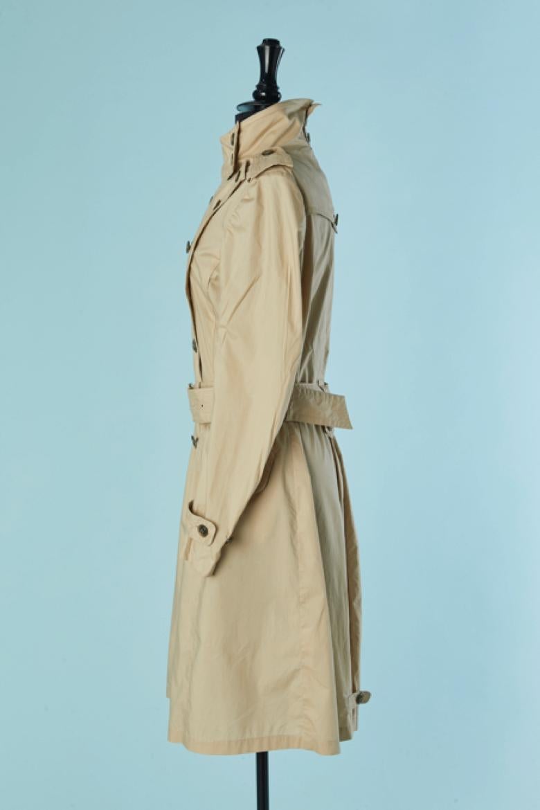 Beige cotton trench coat with asymmetrical button placket SHARE SPIRIT en vente 3