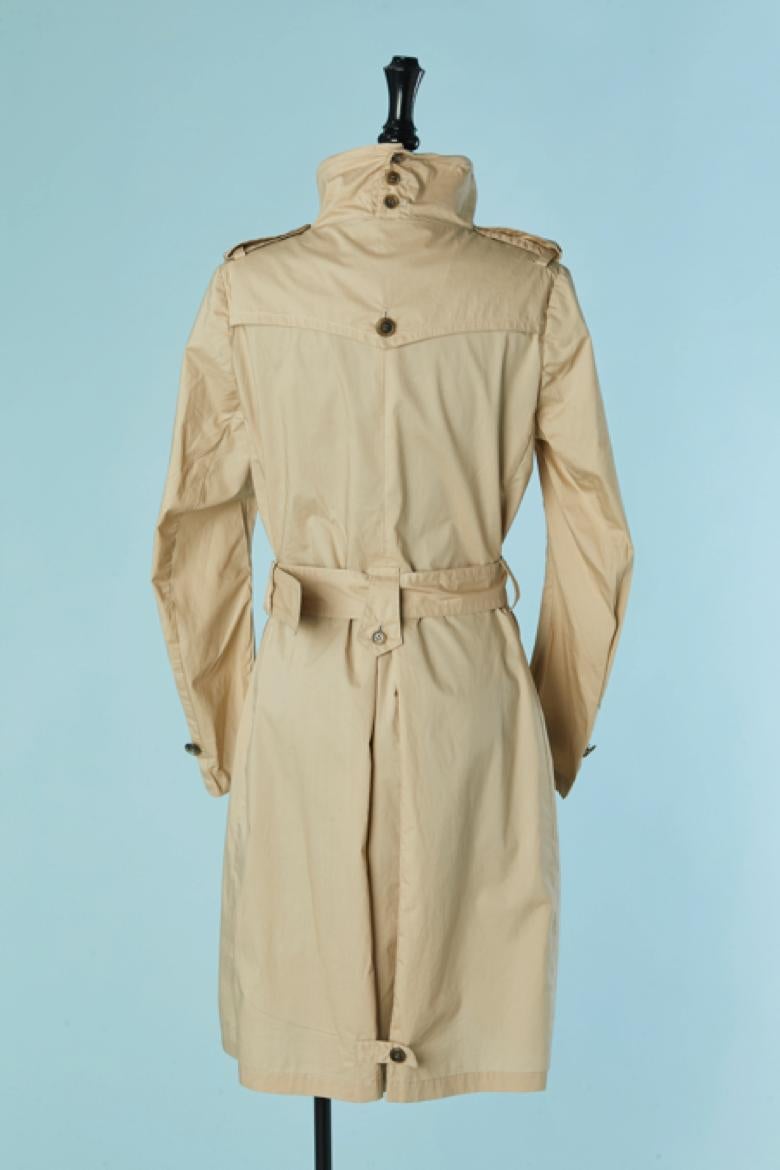 Beige cotton trench coat with asymmetrical button placket SHARE SPIRIT en vente 4