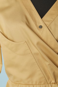 Beige cotton wrap dress with asymmetrical collar Thierry Mugler