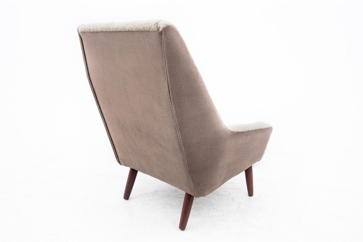 Beigefarbener, gemütlicher Bouclé-Sessel, dänisches Design, 1960er Jahre im Angebot 4