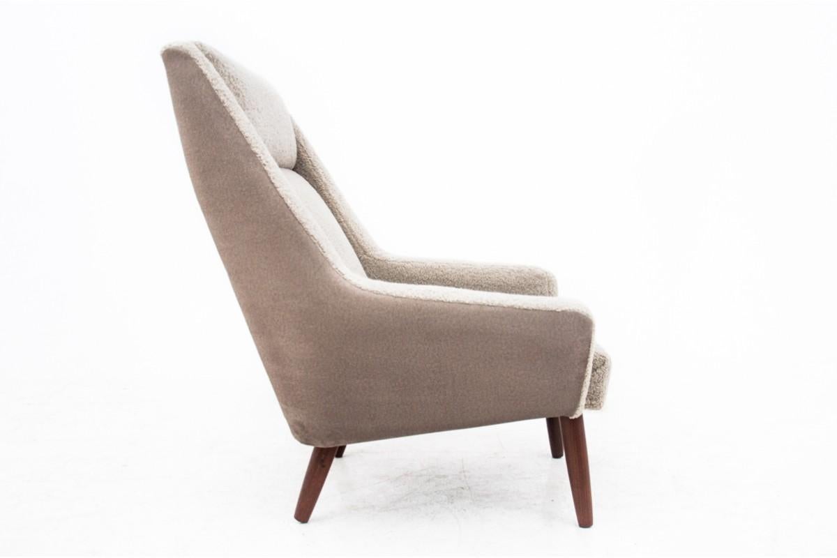 Beigefarbener, gemütlicher Bouclé-Sessel, dänisches Design, 1960er Jahre im Angebot 5