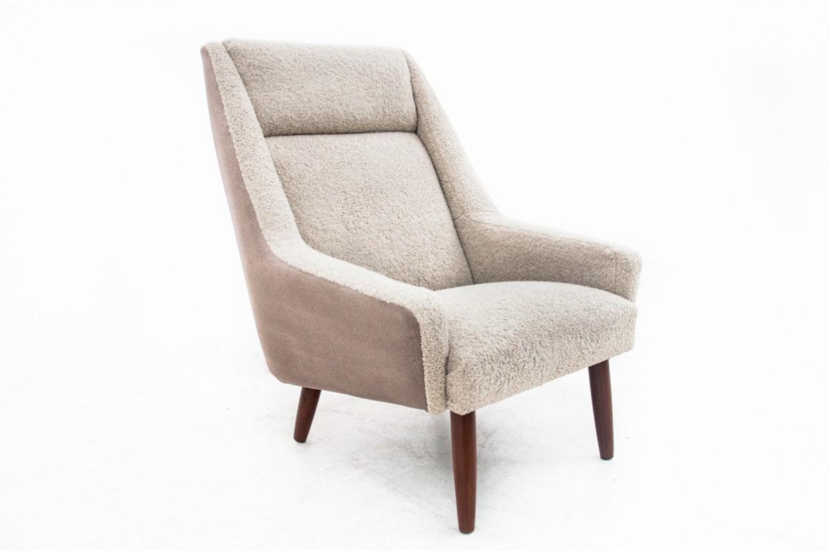 Beigefarbener, gemütlicher Bouclé-Sessel, dänisches Design, 1960er Jahre im Angebot 6