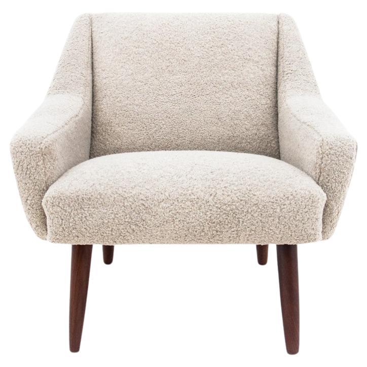 Fauteuil en bouclé beige, design danois, années 1960