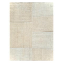 Beige Cream Black Contemporary Handmade Turkish Flatweave Kilim Accent Carpet