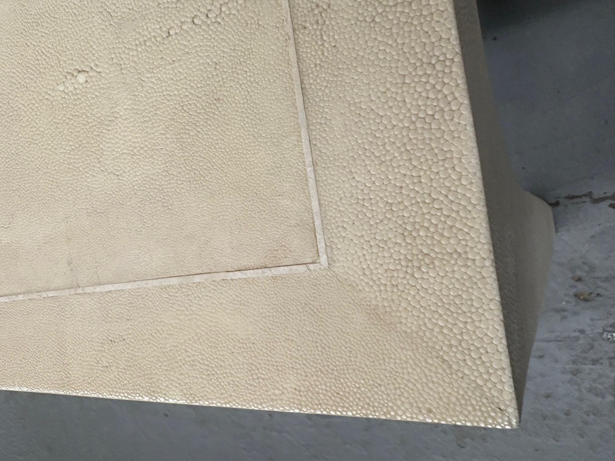 Beige Cream Shagreen Console Table by Karl Springer For Sale 6