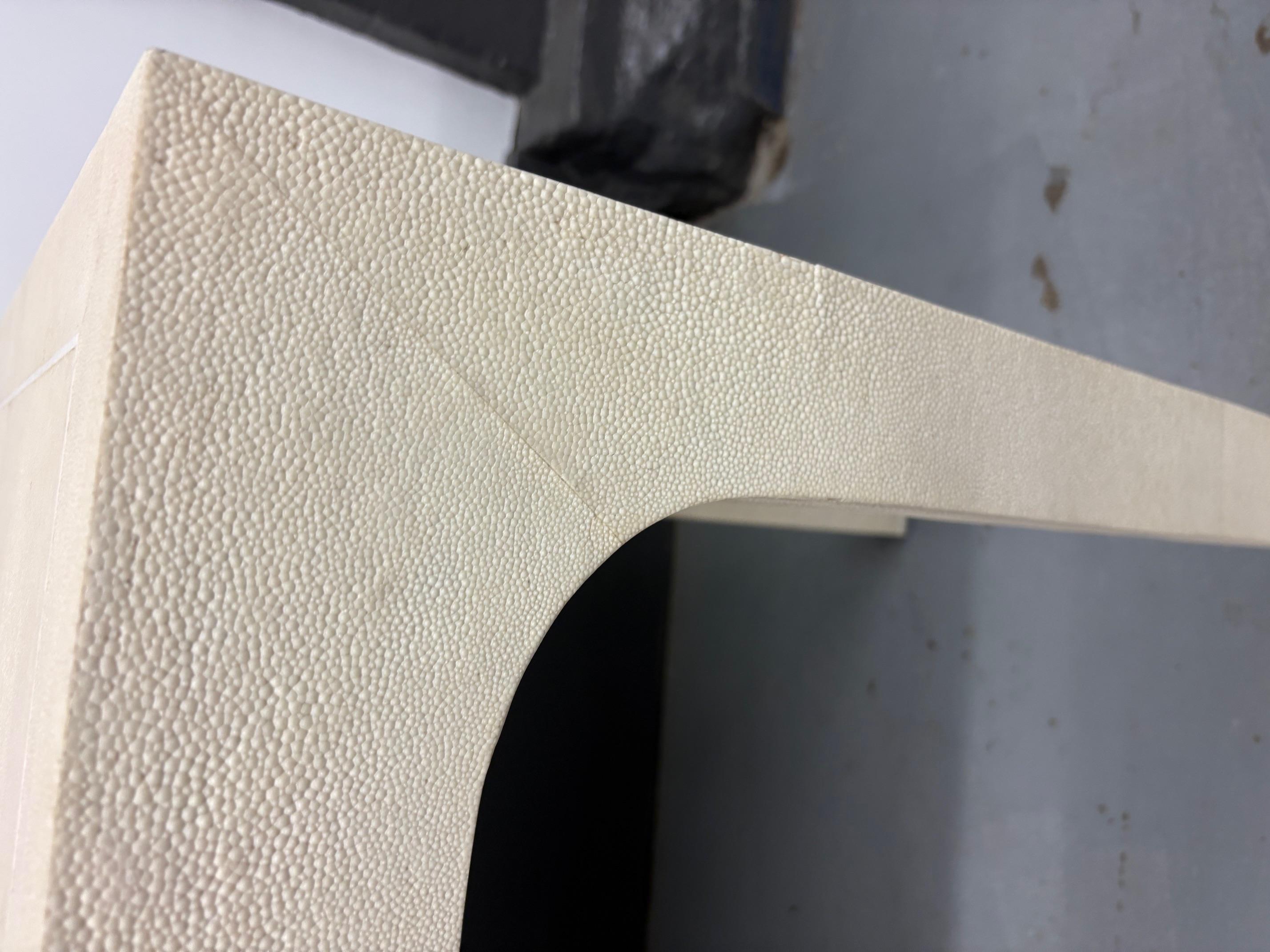 Beige Cream Shagreen Console Table by Karl Springer For Sale 8