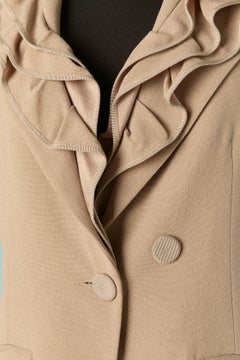 Giacca monopetto in crêpe beige con colletto a balze Sonia Rykiel