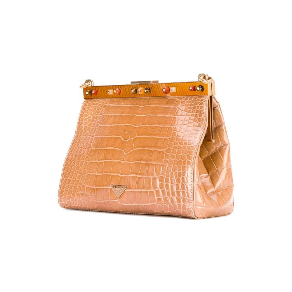 Beige crocodile leather Prada Vintage 2000s bag In Good Condition For Sale In Lugo (RA), IT