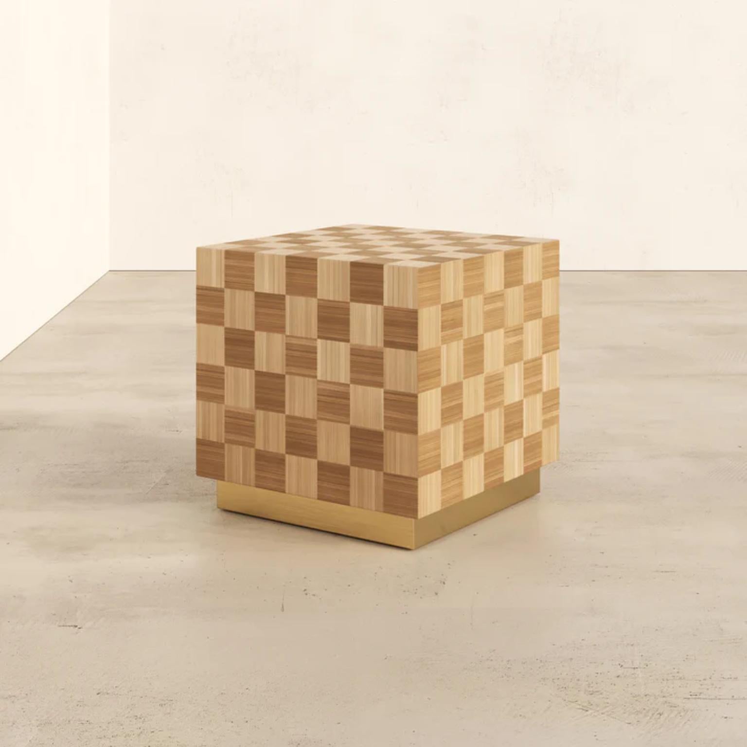 Post-Modern Beige Cube Side Table by Ruda Studio For Sale