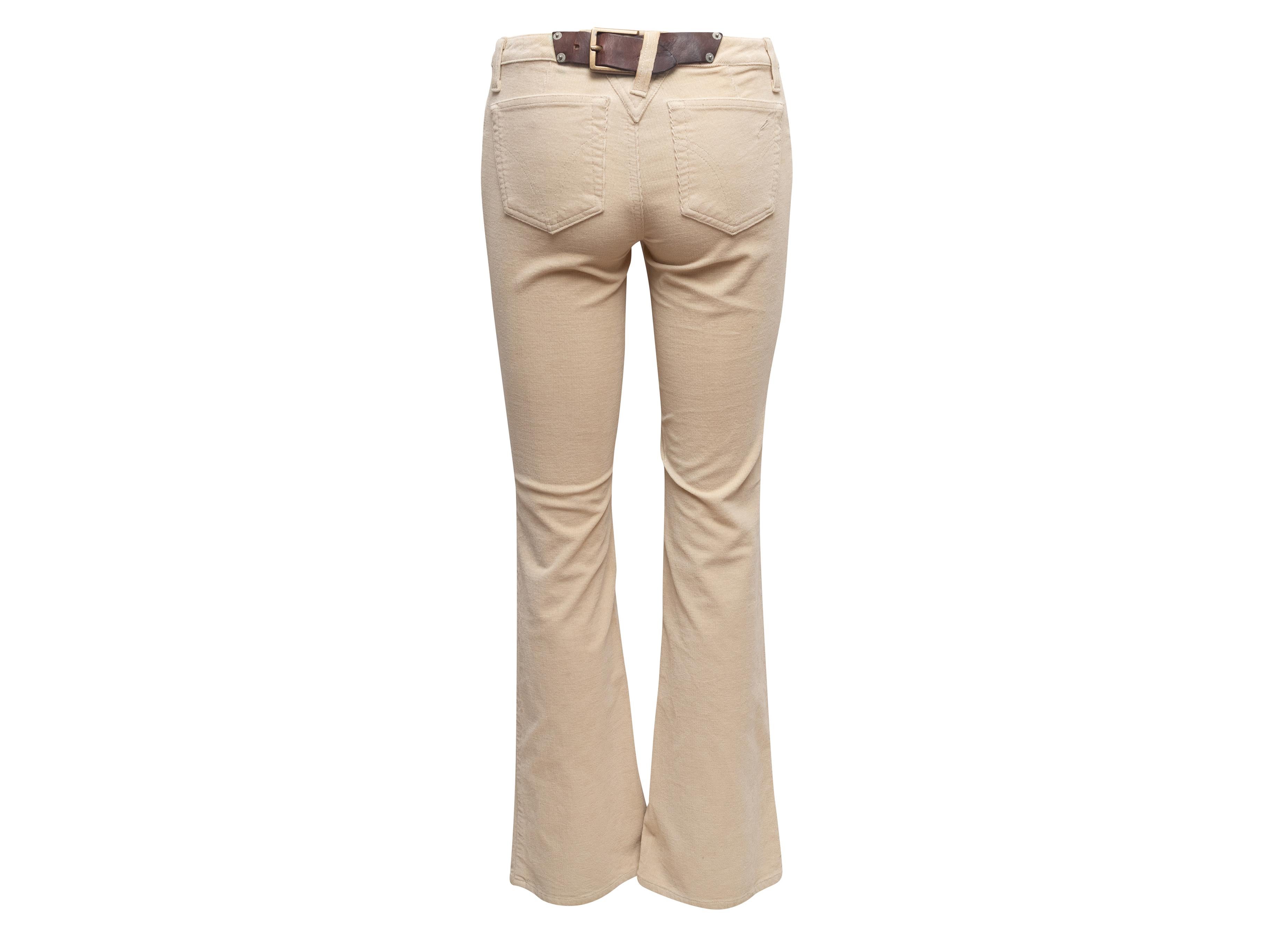 Beige D&G Bootcut Corduroy Buckle Pants Size US XXS Bon état - En vente à New York, NY