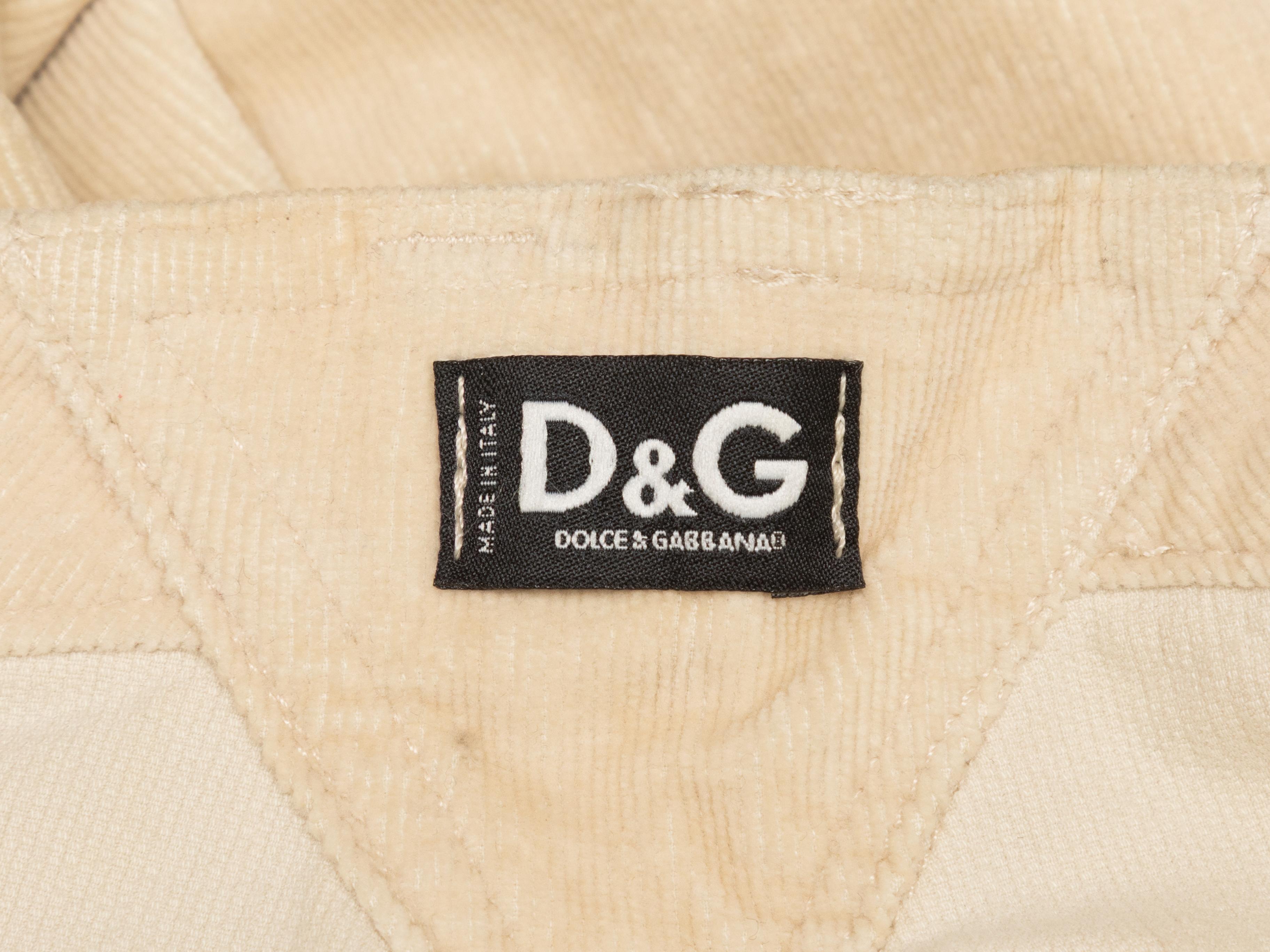 Beige D&G Bootcut Corduroy Buckle Pants Size US XXS en vente 1
