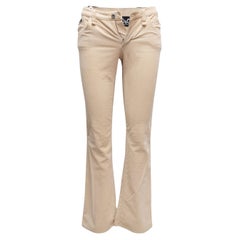 Beige D&G Bootcut Corduroy Buckle Pants Size US XXS
