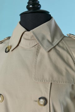 Beige double-breasted Trench-coat with cut-work on the edge MOSCHINO CHEAP &CHIC