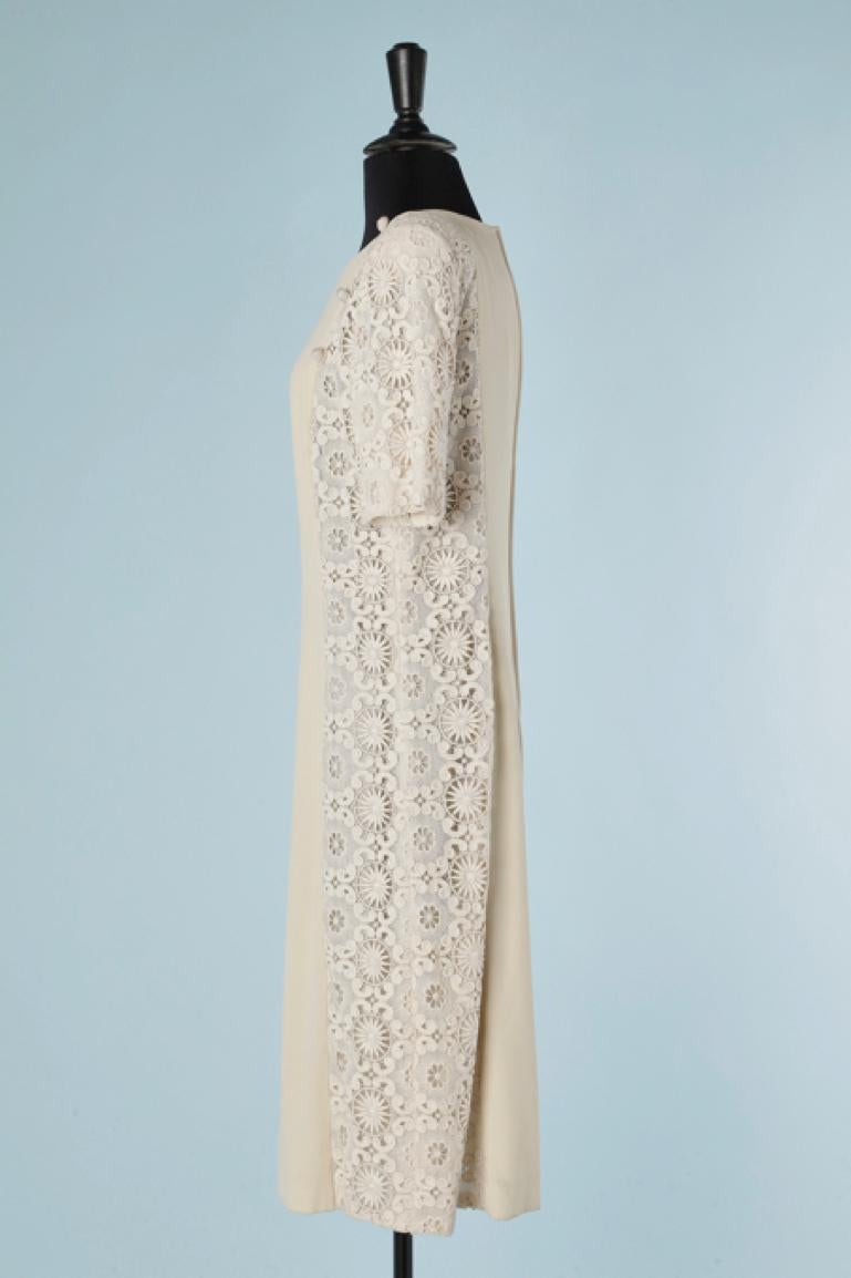 Beigefarbenes Kleid mit Baumwollspitze an der Seite von Valentino Miss V NEU  im Angebot 1