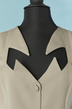 Beige dress with notched collar FAUST