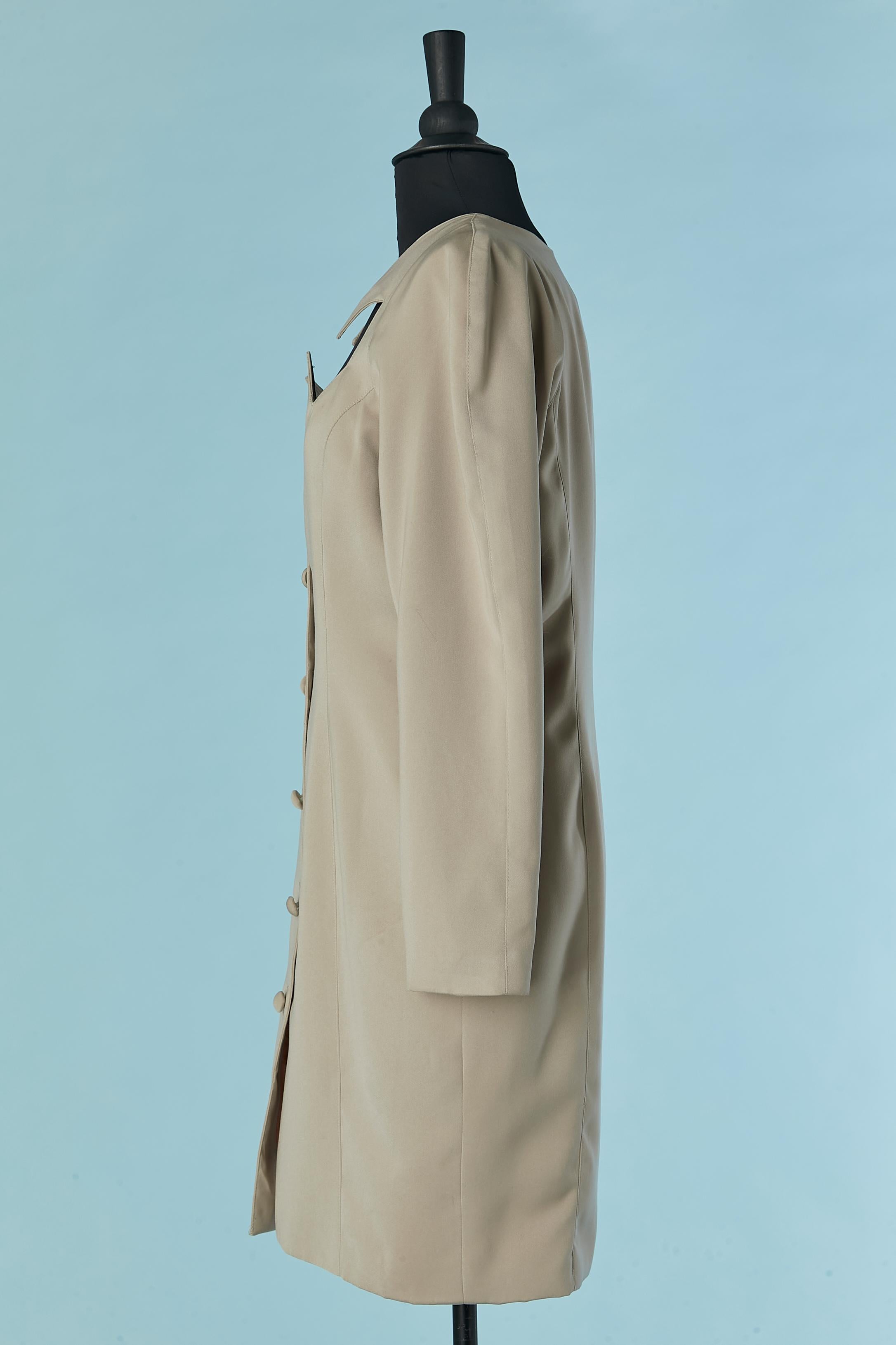 Beige dress with notched collar FAUST For Sale 2