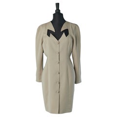 Vintage Beige dress with notched collar FAUST
