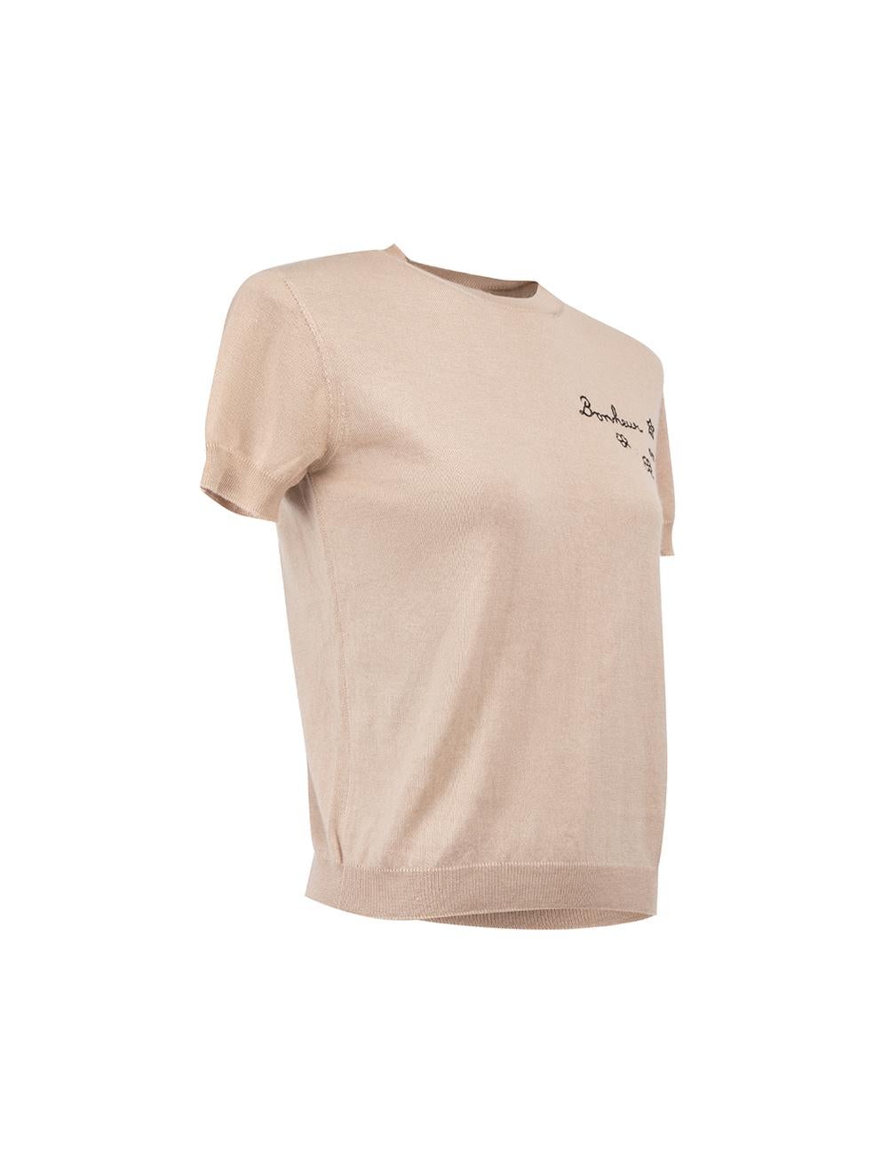 CONDITION is Very good. Minimal wear to top is evident where a small hole on back and discolouration mark round the neck can be seen on this used Christian Dior designer resale item.



Details


Beige

Cashmere

Short sleeves knit top

Round