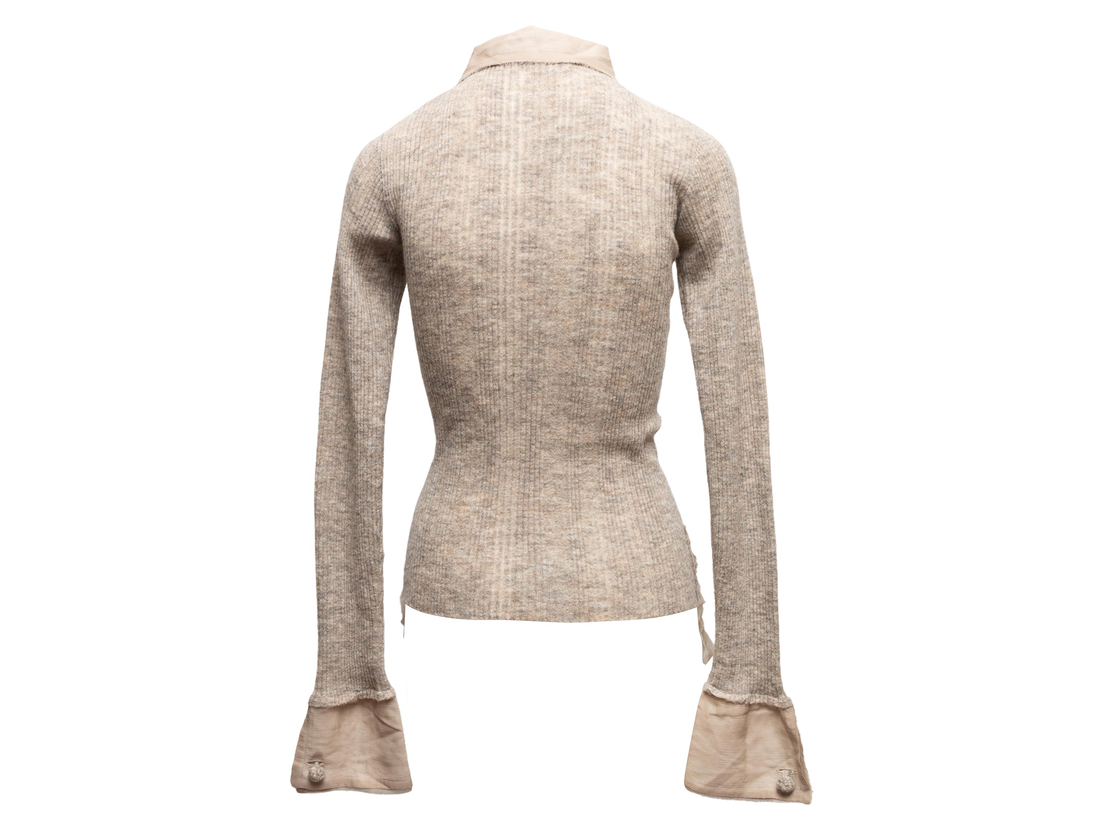 Beige Ermanno Scervino Baby Alpaca-Blend Collared Sweater Size US S Bon état - En vente à New York, NY