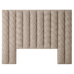 Beige Fabric Headboard with Vertical Channels