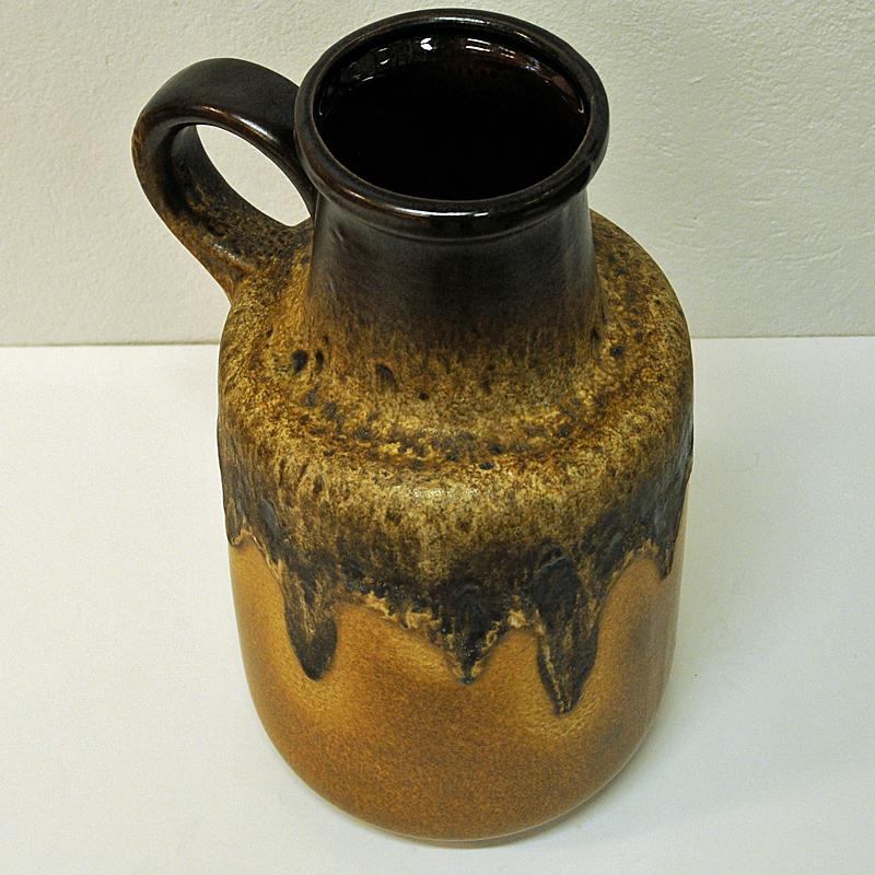 Beige vintage Fat Lava Vase Jug Handled Model by Scheurich, 1970s, W. Germany In Good Condition In Stockholm, SE