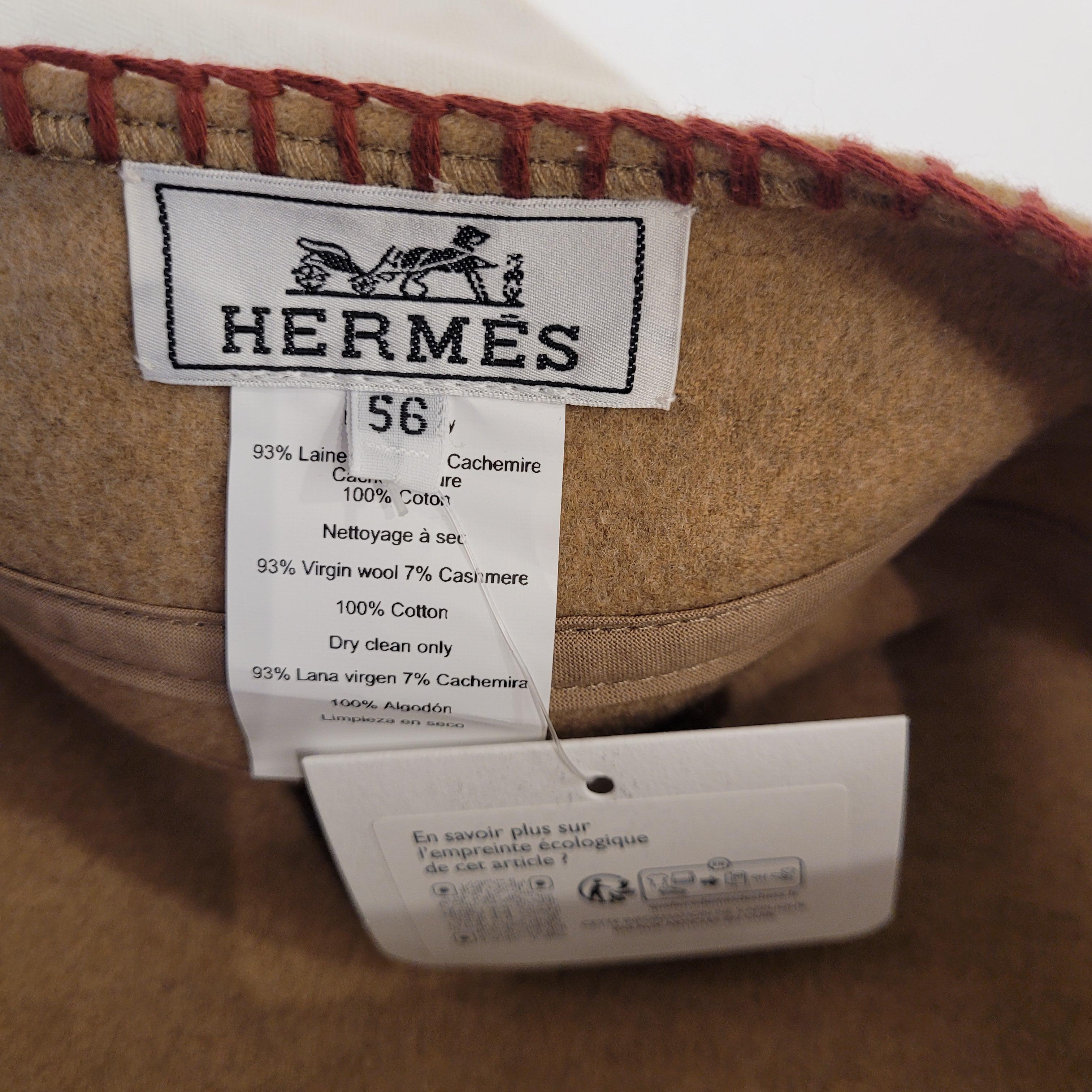 Berretto beige in feltro e lana di Hermès France, borsa tote in vendita 15