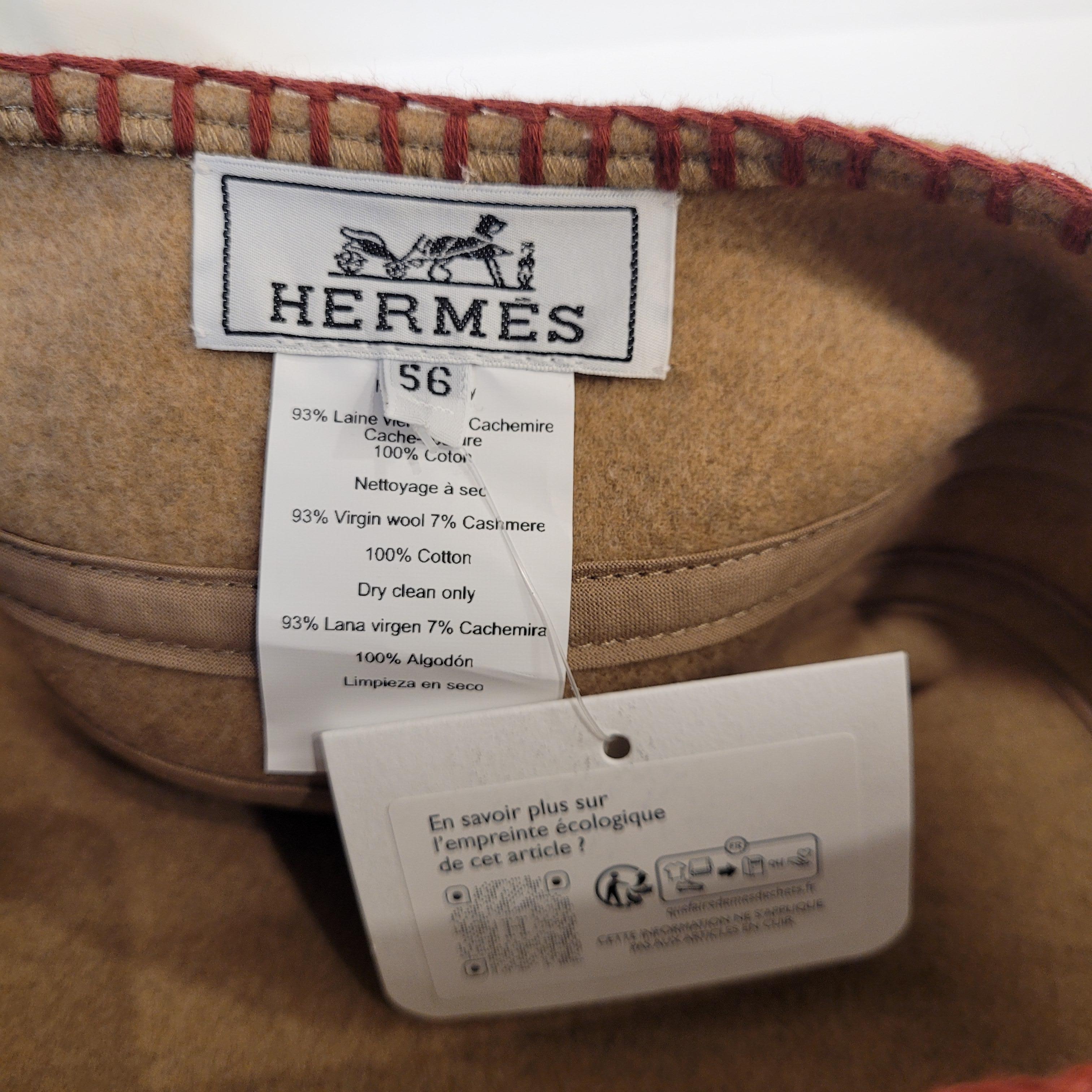 Berretto beige in feltro e lana di Hermès France, borsa tote in vendita 2