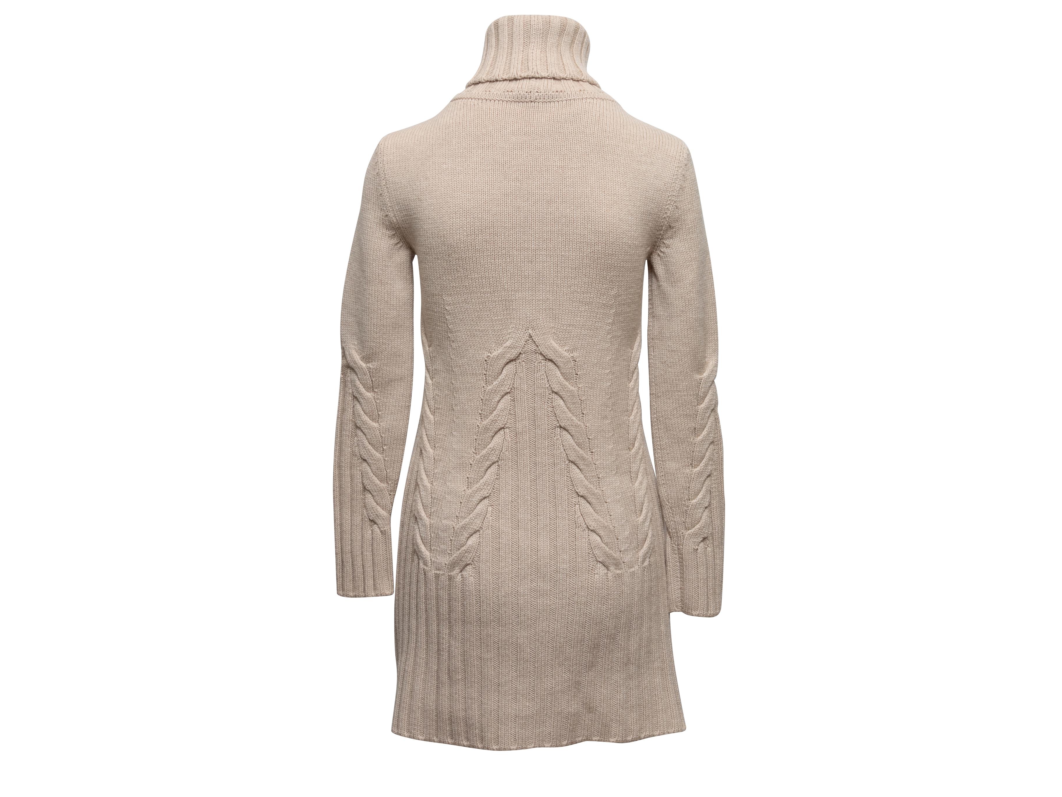 Beige Fendi Wool Knit Sweater Dress Size IT 38 In Good Condition For Sale In New York, NY