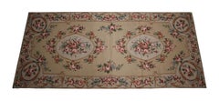 Tappeto a punto d'ago floreale beige Tappeto tradizionale Aubusson Runner in lana