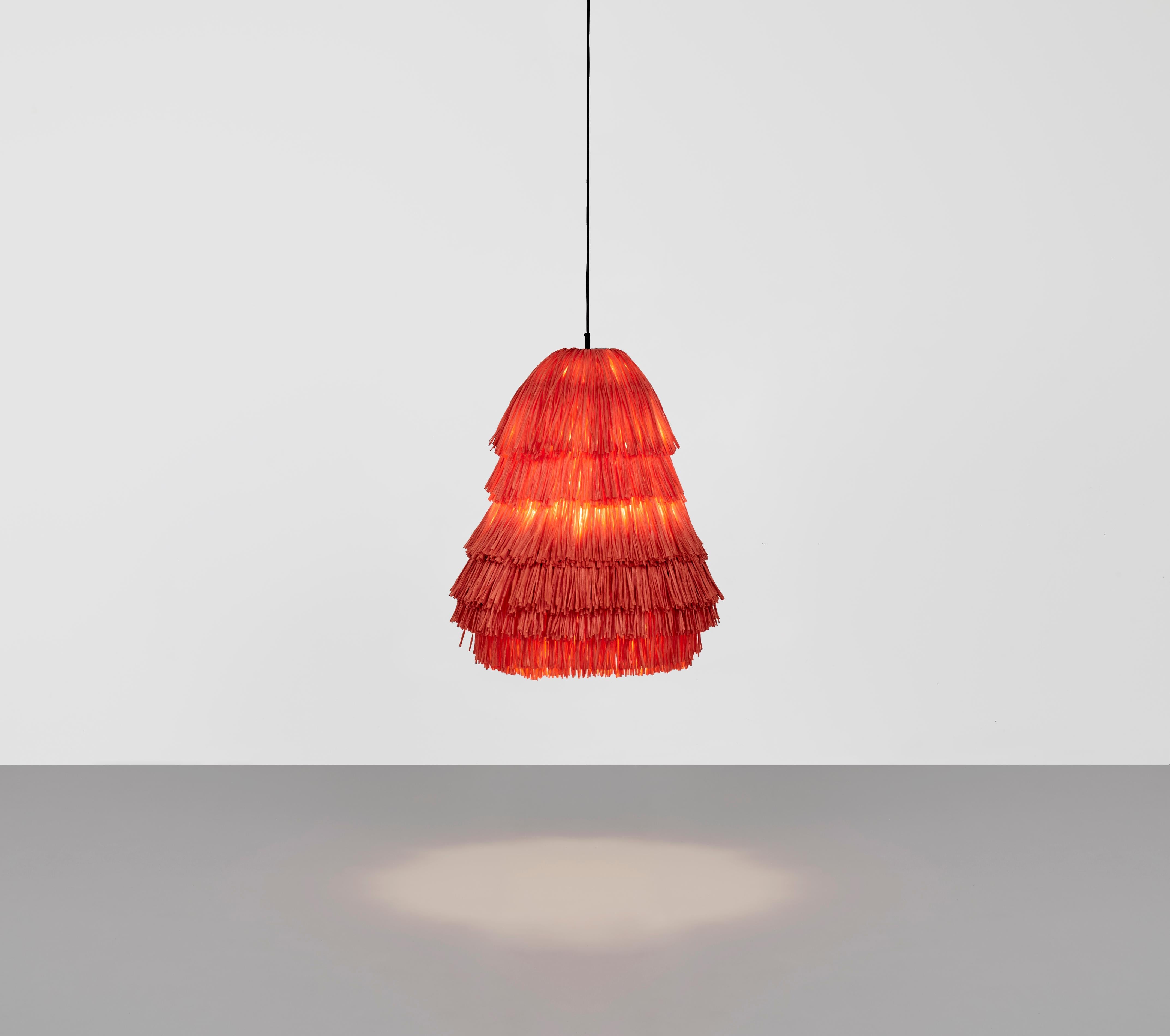 Beige Fran RS Lamp by Llot Llov
Handcrafted Light Object
Dimensions: Ø 60 cm x H: 70 cm
Materials: raffia fringes
Colour: beige
Also available in green, red, black. 

With their bulky silhouette and rustling fringes, the FRAN lights are