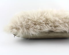 Beige Fur Pillow, Genuine Cashmere Lumbar