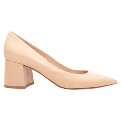 Beige Gianvito Rossi Pointed-Toe Leather Pumps Size 39.5