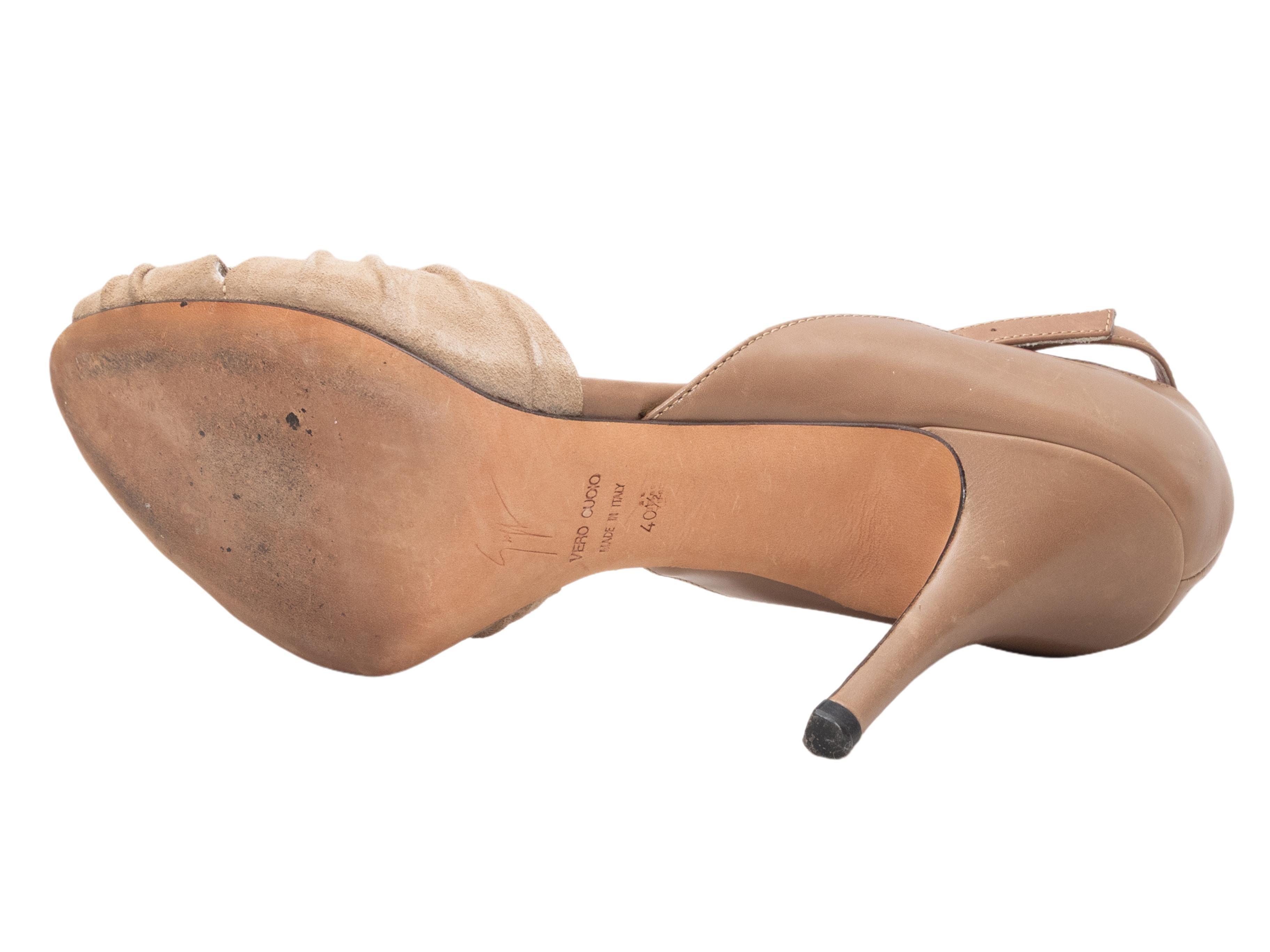 De las mujeres Sandalias de tacón con adornos de ante y piel Giuseppe Zanotti beige Talla 40.5 en venta
