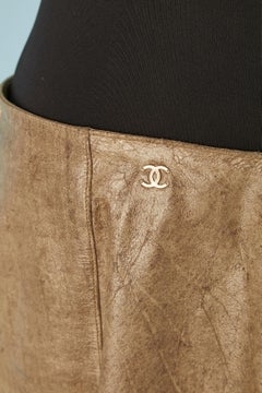 Beige gold calfskin skirt CHANEL