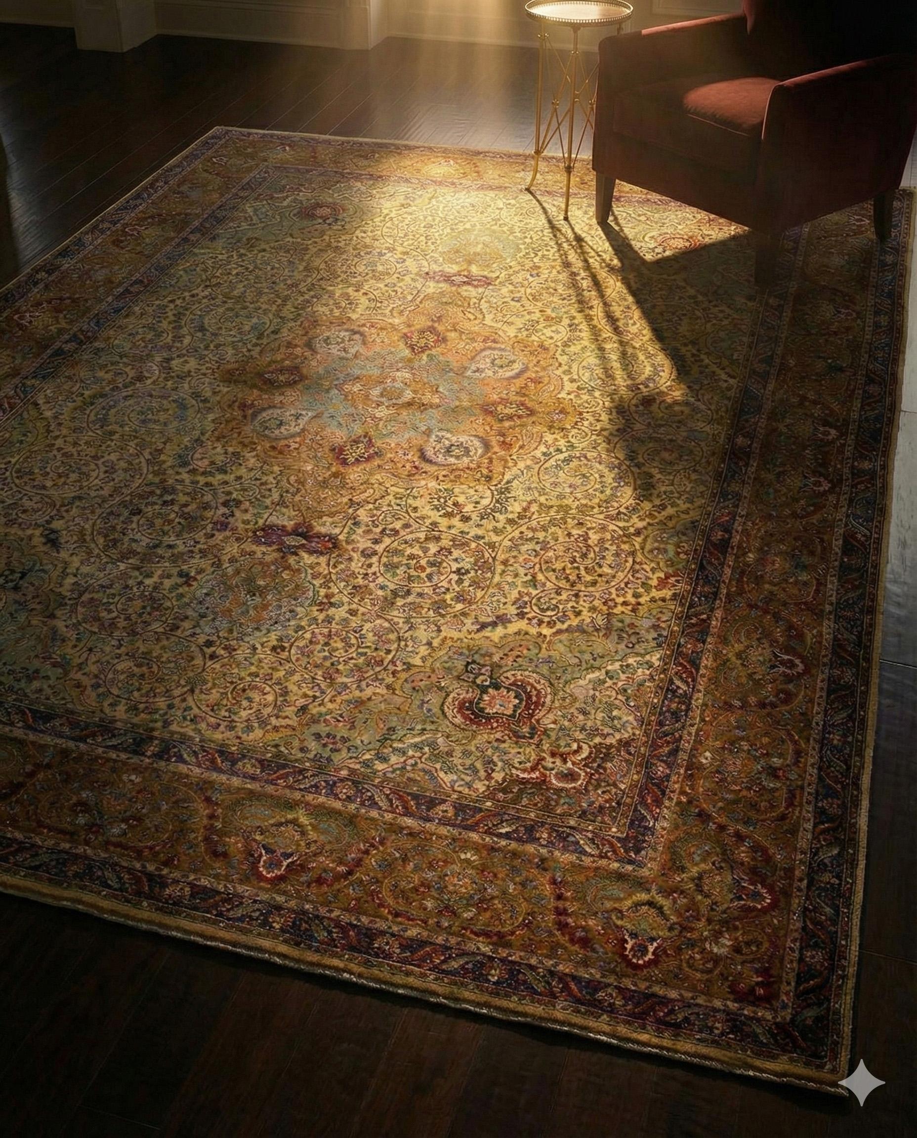 Tabriz Beige Gold Persian Wool Hand Knotted Rug 9 ft 7 in x 12 ft 10 in in vendita