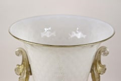 Beige/ Golden Murano Glass Urn Vase With 24 K Gold Flakes by GABBIANI, Italy