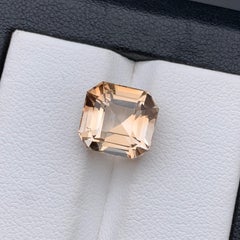 Beige Golden Natural Topaz Ring Loose Gemstone 6.65 Ct Octagon Cut for Jewelry