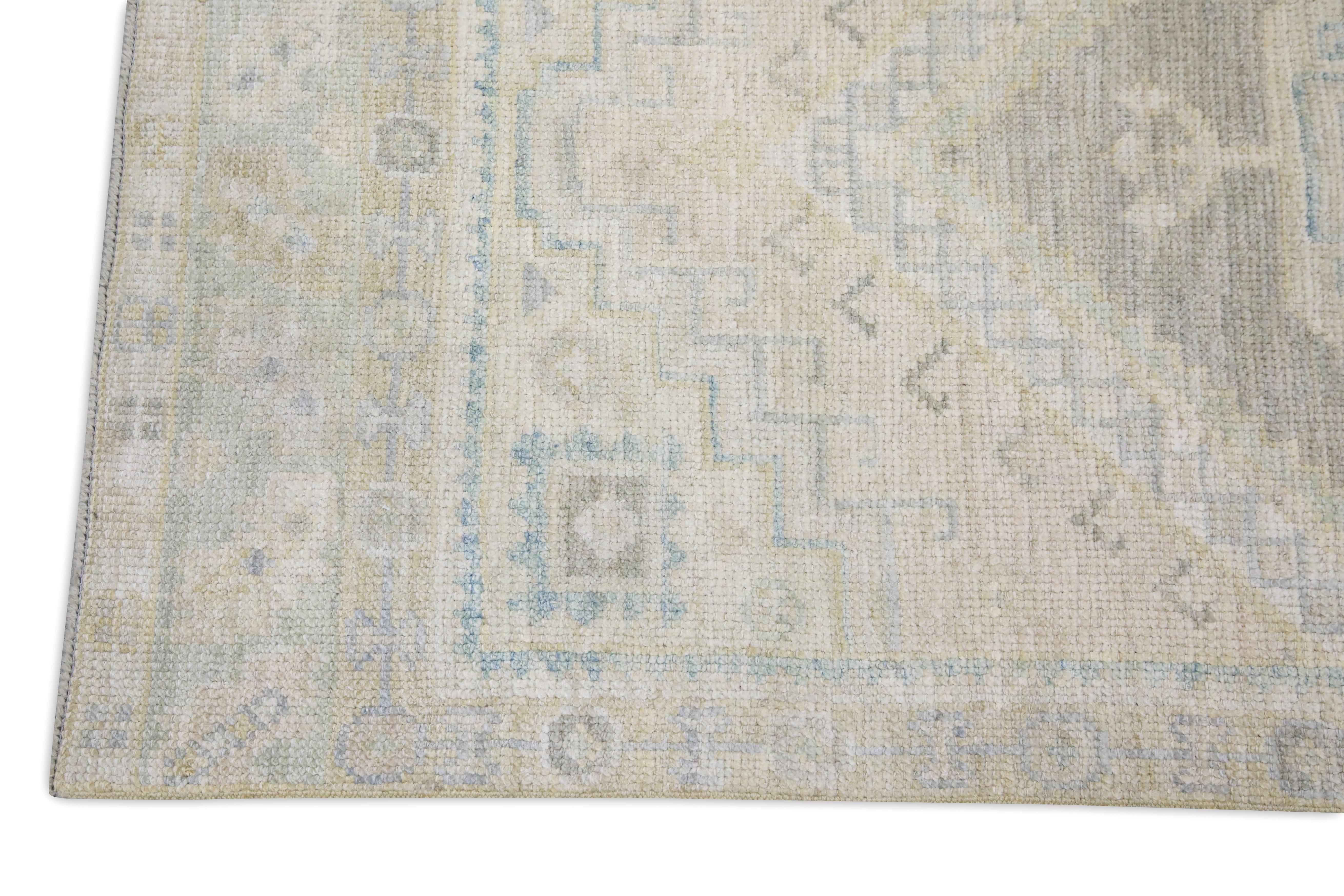 Vegetable Dyed Beige & Gray Handwoven Wool Turkish Oushak Runner 2'9