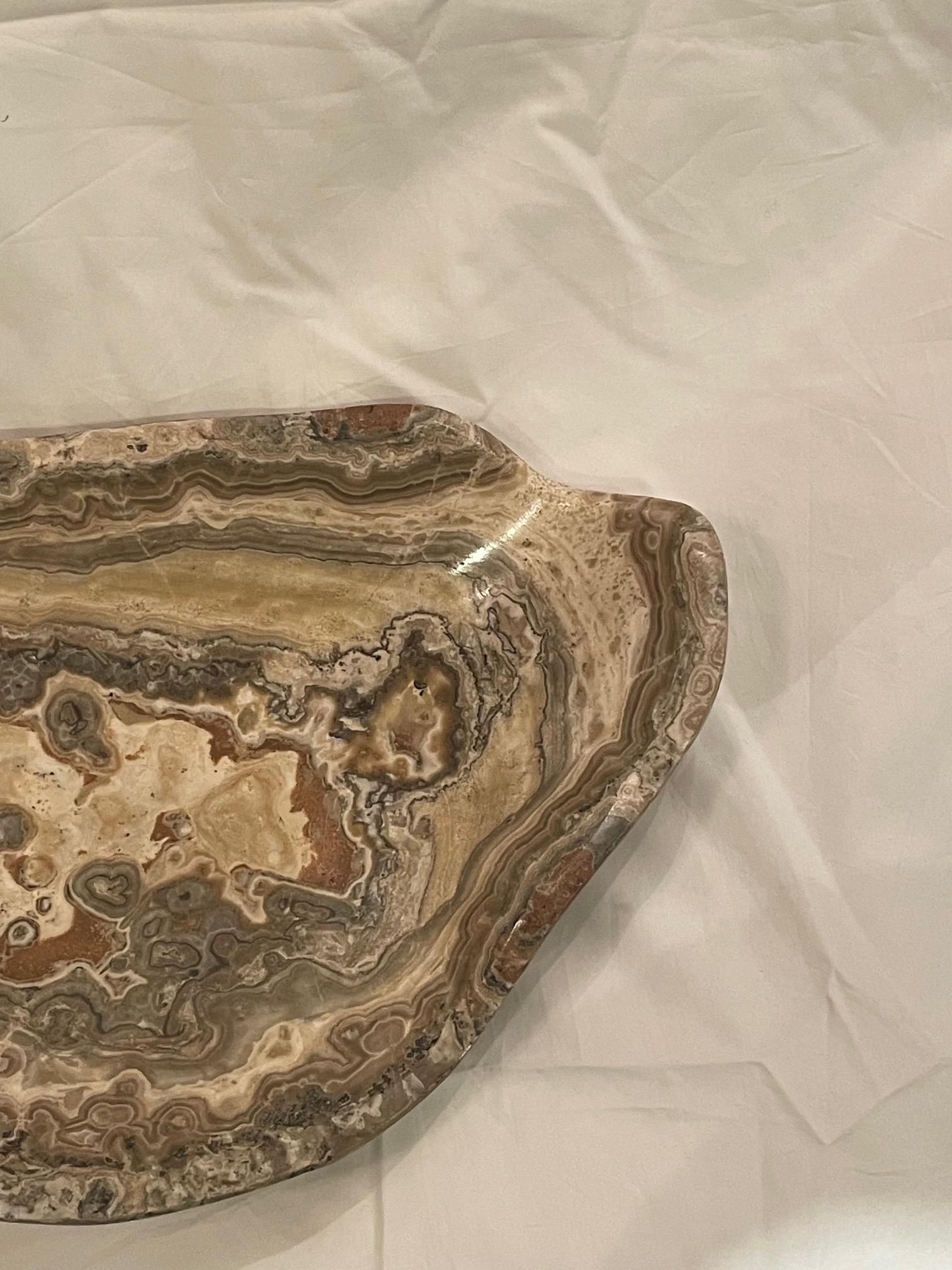 Beige, Grey And Cream Free Form Onyx Bowl, Morocco, Contemporary For Sale 1