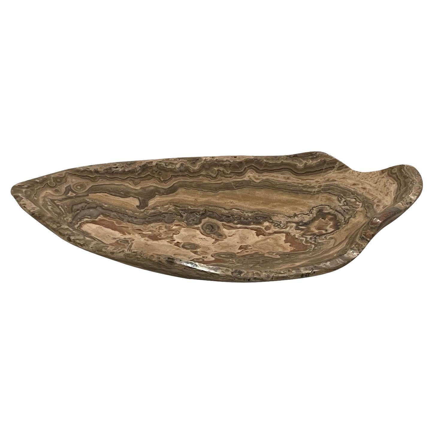 Beige, Grey And Cream Free Form Onyx Bowl, Morocco, Contemporary For Sale