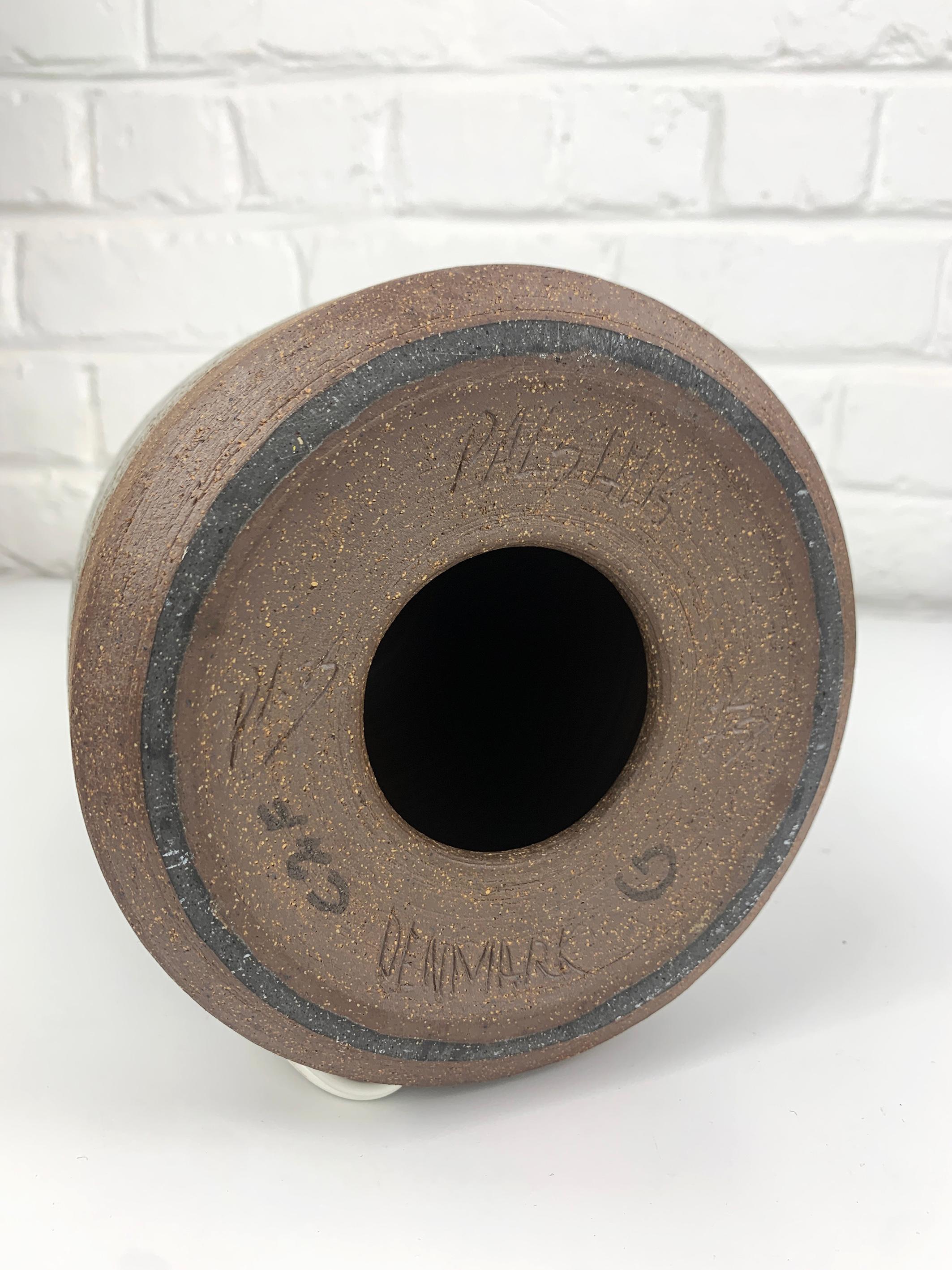 Beige-graue Keramik-Tischlampe Palshus Dänemark Linnemann-Schmidt Steingut im Angebot 7