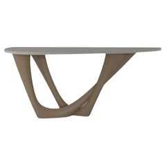 Beige Grey G-Console Duo Concrete Top and Stainless Base by Zieta