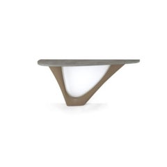 Beige Grey G-Console Mono Steel Base with Concrete Top by Zieta