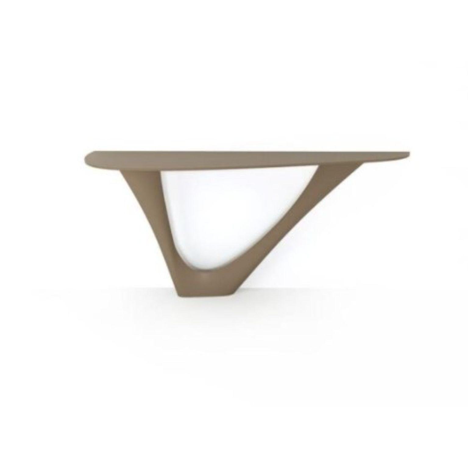 Beige Grey G-Console Steel Base with Steel Top Mono by Zieta
Dimensions: D 43 x W 159 x H 75 cm 
Material: Carbon steel.
Also available in different colors and different dimensions. Please contact us.

G-Console is another bionic object in our