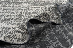 Beige, Grey, Medium Gray, and Charcoal Abstract Pattern Rug with Shine
