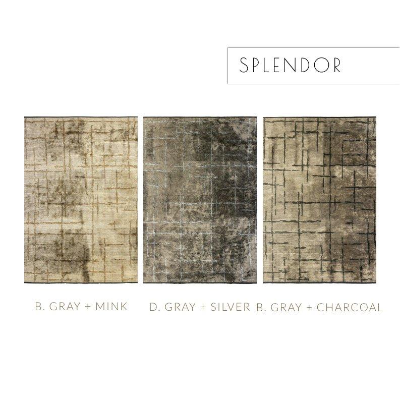 Abstrakt gemusterter Teppich mit Glanz in Beige, Grau, Mittelgrau und Anthrazit  im Zustand „Neu“ im Angebot in New York, NY
